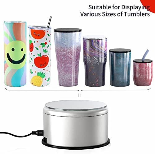 USLINSKY Cup Display Stand Turner For Epoxy Glitter Tumblers, Battery / USB Operated 360 Degree Rotating Display Base Turntable