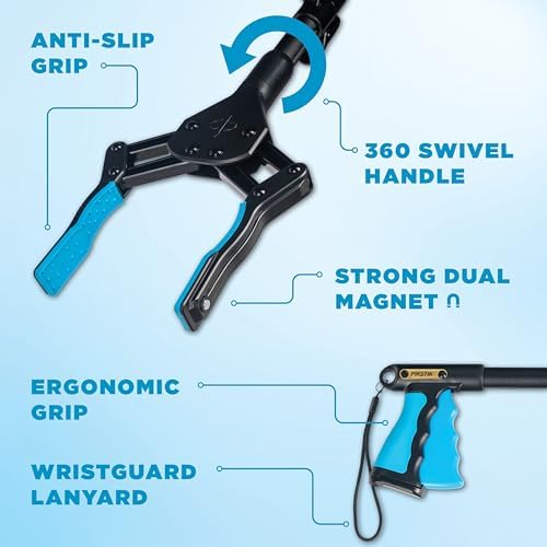 Folding Grabber Reacher Tool, 36-Inch, Green Gripper, Magnetic Tip | Heavy-Duty Trash Picker Upper & Post-Surgery Recovery Aid, Arthritis-Friendly Trigger Grip, 360-Degree Rotating Locking Head