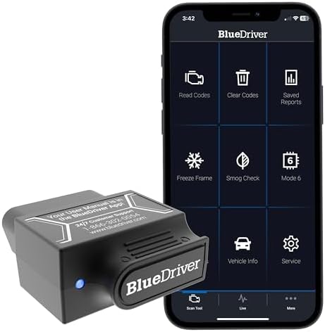 BlueDriver OBD2 Scanner Bluetooth, No Subscription, ABS SRS TPMS | OBDII Diagnostic Scan Tool, Car Scanner & Code Reader, iPhone & Android, Check Engine, Repair Reports, Vehicles 1996+