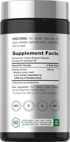 Horbäach Rhodiola Rosea Capsules | 180 Count