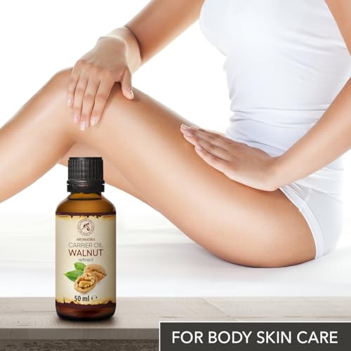 AROMATIKA Walnut Oil 1.7 Fl Oz (50ml) - Juglans Regia Seed Oil - USA - 100% Pure & Natural - Intensive for Face Care - Body - Hair - Skin - Nails - Hands - Good w/Essential Oil