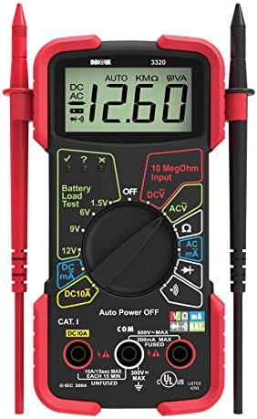 INNOVA 3320 Auto-Ranging Digital Multimeter, Red & Black | Automotive meter for car audio and car stereo install tools