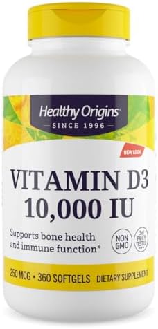 Healthy Origins Vitamin D3 10,000 IU 250 mcg, 360 Softgels