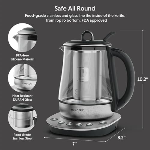 BUYDEEM K2423 Tea Maker, 5 Temperature Settings, Removable Infuser, 1.2L