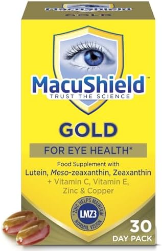 Macu Shield Gold Food Supplement - Pack of 90 Capsules | Helps support normal vision, Zeaxanthin and meso-zeaxanthin, Zinc