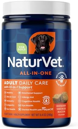 NaturVet All-in-One Cat & Dog Supplement Daily Multivitamin - 13 Oz Powder | Daily Multivitamin for Dogs & Cats - Supports Digestion, Skin & Coat with Omega-3, 6, 9 in a Wheat-Free Formula, 13 Oz Powder