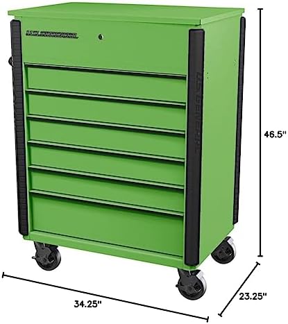 Storage Cabinet Featuring a Full Bank Tool Chest Service Cart on Wheels, Green