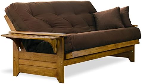 Brentwood Tray Arm Queen Size Wood Futon Frame - Heritage Finish