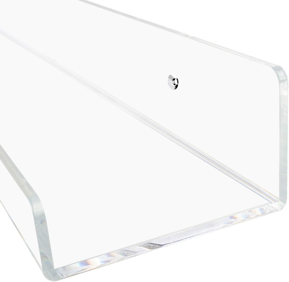 Weiai Clear Acrylic Shelves 15" Invisible Floating Wall Mount Display Bookshelf