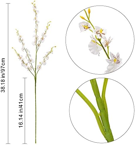 Kisflower 12Pcs Yellow Artificial Orchids Flowers, Dried Silk Orchids