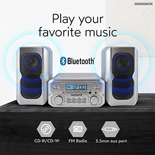 Magnavox 3-Piece Compact CD Shelf System with Digital FM Stereo Radio, Bluetooth Wireless Technology