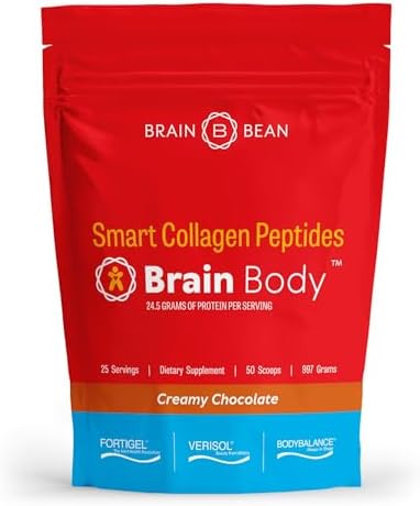 Brain Body Collagen Peptides Powder - Vital Protein & Collagen Supplement for Women & Men - Hydrolyzed Type I & III for Hair, Skin, Nails & Joint Health - 25 Servings - Creamy Vanilla Coconut - 875g