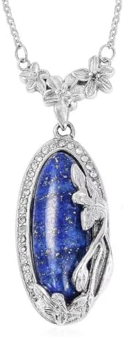 Shop LC Blue Lapis Lazuli Pendant Necklace for Women, Stainless Steel