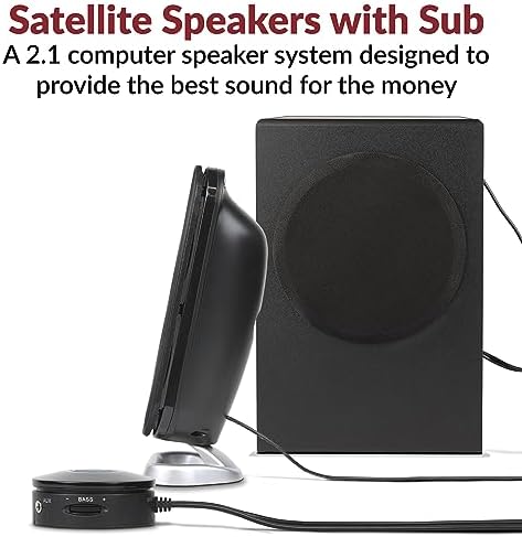 Cyber Acoustics CA-3610 2.1 Multimedia Speaker System with Subwoofer, Perfect Computer Speakers for PC or Mac, Great for Music, Movies, and Gaming