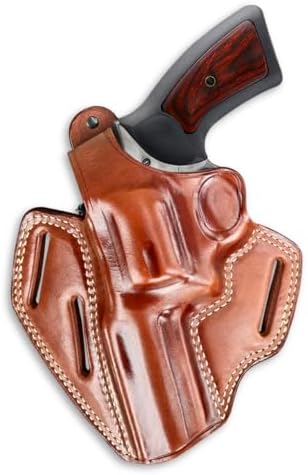 Premium Leather Three Slot OWB Pancake Holster with Thumb Break Fits, GP-100 357 Magnum 4.20" Barrel (Please Choose Your Hand Draw) Brown Color
