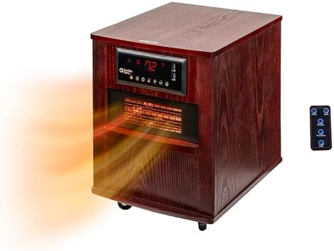 Comfort Zone Indoor Space Heater, 20 inch, 1,500 watt, Cabinet Heater with Remote, Infrared, Quartz, USB Charging Ports, Timer, Tip Over Switch & Overheat Protection, Ideal for Home & Office, CZ2062W