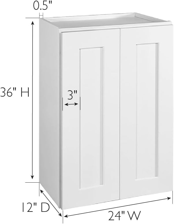 Design House Brookings Kitchen Wall Cabinet, 24", White | Adjustable Shelves, Adjustable Hinges, Wall Mount, Contemporary/Modern, Wood, Kitchen, 561571