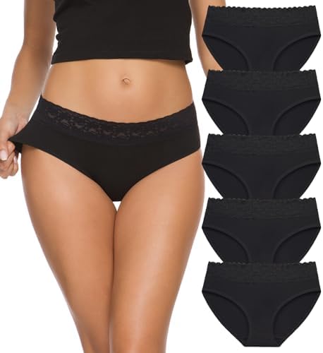Hipster Panties for Women Underwear Lace Bikini Hip-huggers Panties 5 Pack