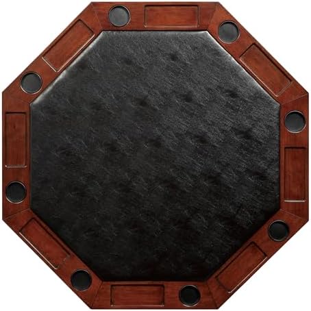 Furniture of America Deaton 48" x 48" Traditional 8-Sided Octagon-Shaped Wood Gaming Table with Inter-Changeable Top, Cupholder, Pedestal Legs