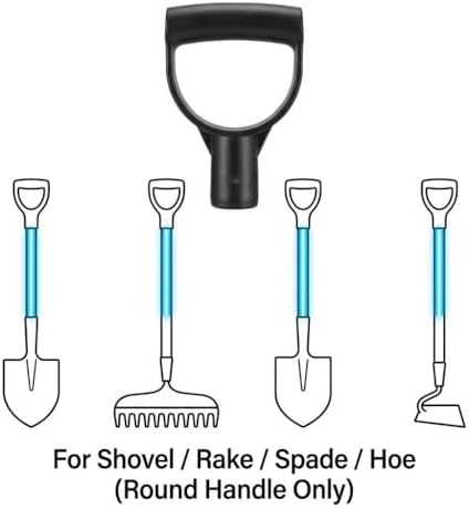 QWORK Shovel Grip Handle, 1-1/8" Inside Diameter PVC D-Shaped Grip Shovel Handle Replacement for Digging Raking Tools