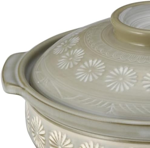 Banko Ware 52013 Ginpo Hanamishima Earthenware Pot (Deep Pot), No. 9, For 4-5 People