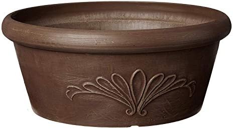 Arcadia Garden Products PSW TA25C Plastic/Stone/Wood Composite Bulb Pan – No Drainage Hole (Drillable), Planter Bowl for Succulents, Bonsai, Fairy Gardens, Herbs,10-Inch, Chocolate