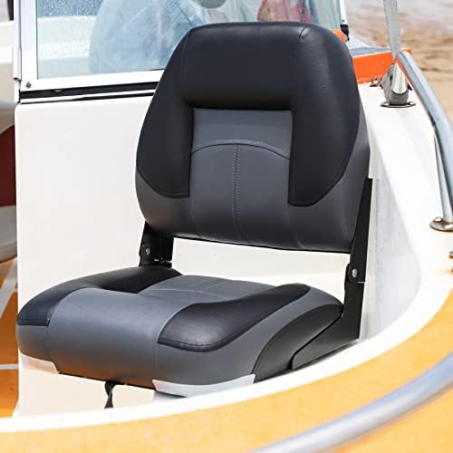 NORTHCAPTAIN T1 Deluxe Low Back Folding Fishing Boat Seats 2 Pack - Premium Bass/Jon/Pontoon Boat Chairs,4 Mounting Screws Included