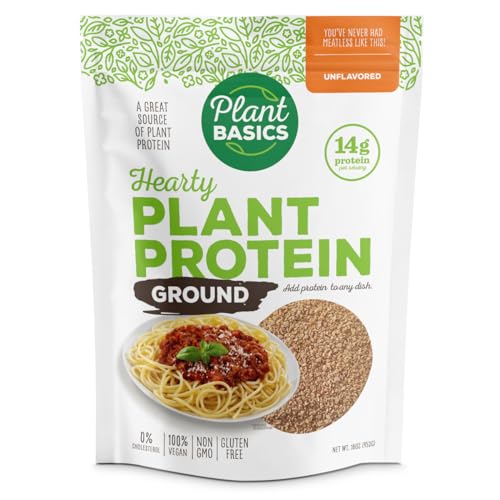 Plant Basics - Hearty Plant Protein - Unflavored Ground, 1 lb (Pack of 6), Non-GMO, Gluten Free, Low Fat, Low Sodium, Vegan, Meat Substitute