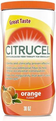 Citrucel Powder Fiber Therapy for Occasional Constipation Relief, 30 oz | Sugar Free, Methylcellulose Fiber Therapy for Irregularity That Won't Cause Gas, Orange Flavor