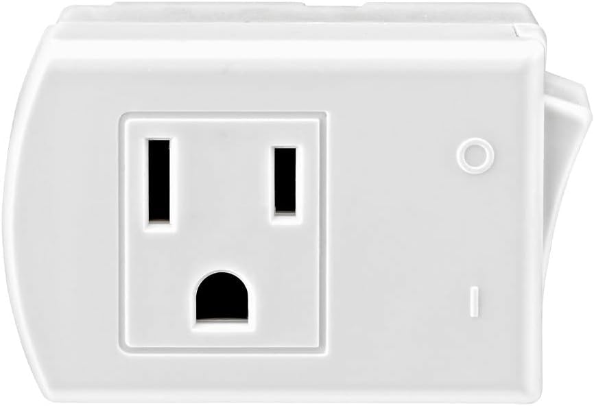Leviton 15 Amp, 125-Volt AC 3-Wire Grounded Switch Tap with ON/OFF Button, 1470-W, White