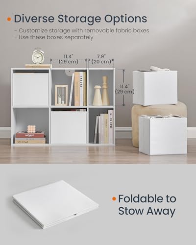 SONGMICS HOME Book Shelf, Snapsemble Superfast Assembly, 6-Tier Floor Standing Bookcase with Doors and Adjustable Shelves, 70.4 Inches Tall for Bedroom Study Living Room, Snow White
