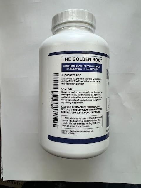 Simply Potent Siberian Rhodiola Rosea Capsules, Max Absorption Rhodiola 1000mg 180 Pills with 10mg Bioperine