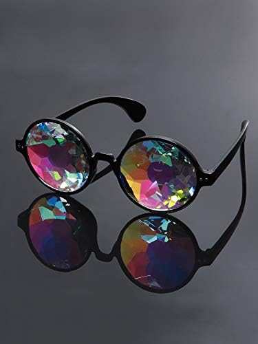 Yaomiao 3 Pieces Kaleidoscope Rave Glasses Goggles Kaleidoscope Sunglasses Diffraction Glasses Prism Rainbow Sunglasses