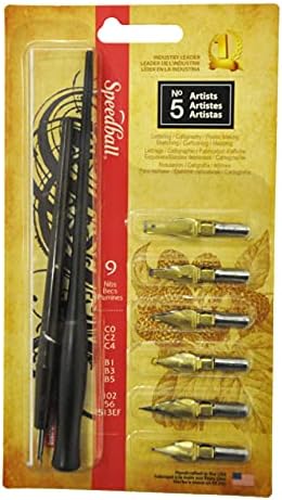 Speedball C-Series Lettering Pen Set, Left-handed - 1 Penholder w/ 6 Nibs