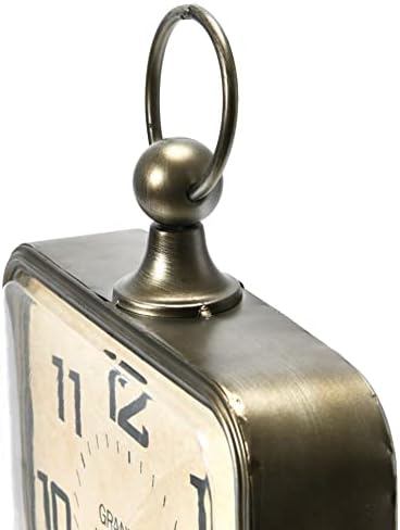 Creative Co-Op Metal Rectangle Hanging Clock with Handle Decoration on Top