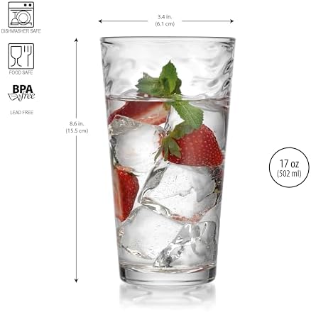Glaver's Drinking Glasses Set of 10 Highball Glass Cups