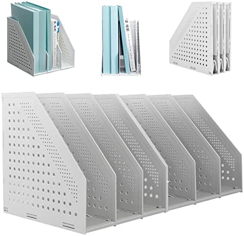 SAYEEC Collapsible Magazine Holder Plastic Desktop 4 Compartment File Rack Magazine Organizer Vertical File Divider Sorter Storage Document