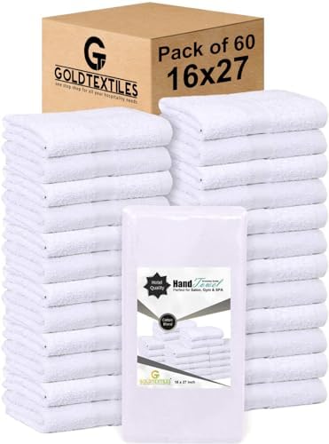 24 Pcs (2 Dozen) White 16x27 Inch Cotton Blend Economy Hand Towels Salon/Gym/Hotel Super use Absorbent Best for Kitchen,Janitorial,Home use Towels