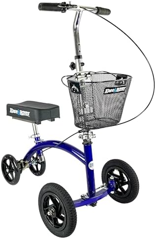 KneeRover Hybrid All Terrain Knee Scooter for Adults, Blue | Heavy Duty Knee Walker For Foot Surgery, Broken Ankle Foot Injuries, Leg Recovery Scooter