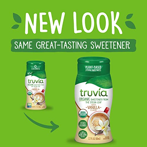 Truvia Organic Zero-Calorie Liquid Stevia Sweetener, 2.7 fluid ounce bottle, Vanilla flavor