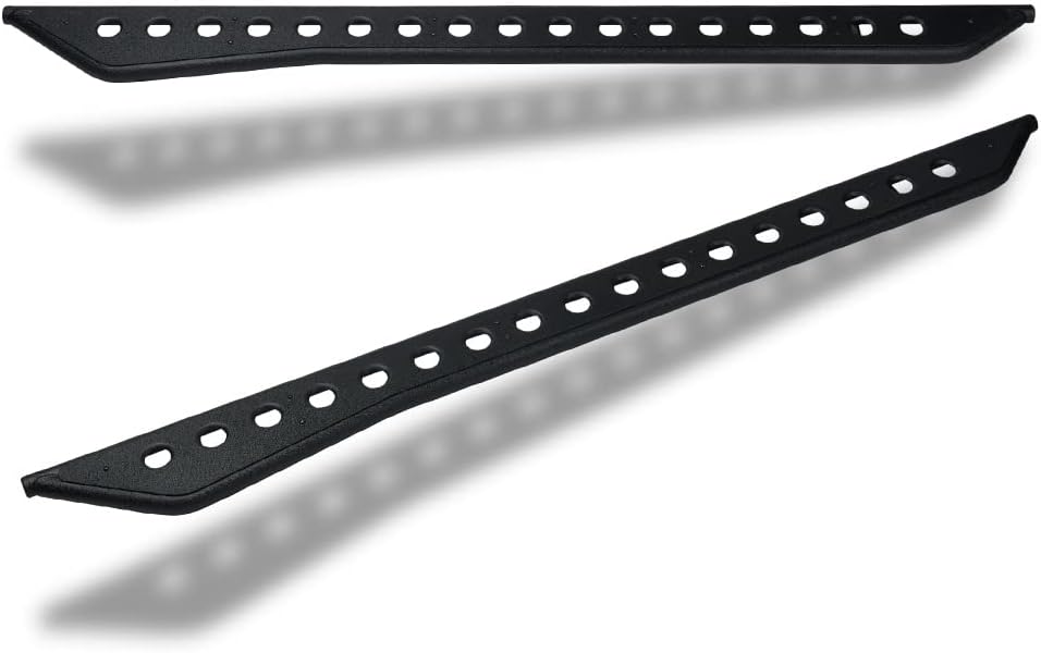 7422444121142 Compatible with 2019-2026 Dodge Ram 1500 New Body Crew Cab Textured Black Round Pattern Rock Slider Rocker Style Side Step Rail Nerf