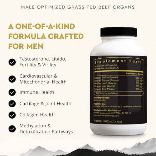 Ancestral Supplements Beef Liver Support Capsules, Iron & Energy, 180 Ct | Freeze-dried, Non-GMO Liver Rich in Heme Iron, Vitamin A & B12; Grass-fed, Desiccated, Vital Liver Support, Natural Liver