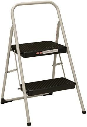 Cosco Lightweight Two Step House Step Stool for Easy Reaching and Cleaning - Non-Marring Leg Tips, Slip Resistant Steps, Stable Rear Leg Support