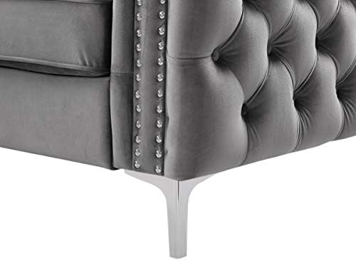 Lilola Home Lorreto Gray Velvet Loveseat