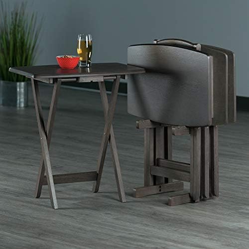 Winsome Darryl Set of 4 Oversized Foldable Tables, Walnut, 26" | Easy to Store Portable Fold Up Table Set for Kitchen, Living Room TV Dining, Crafts, Puzzles, Work From Home