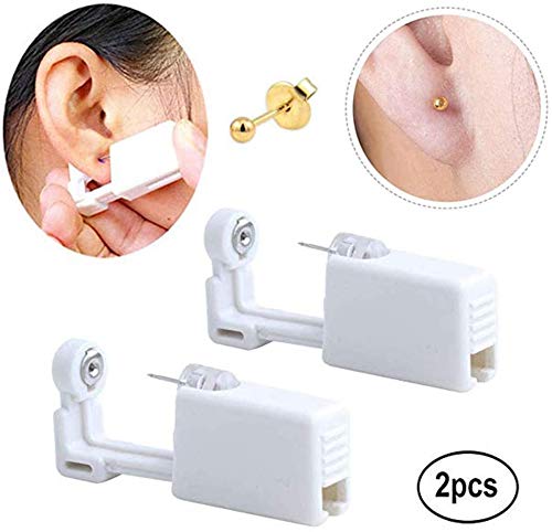 XUKEKOY 2 Pack Self Ear Piercing Gun Earring Disposable Piercing Kit No Pain Easy Use Ear Piercing Gun Kit Tool with Stud (Gold)