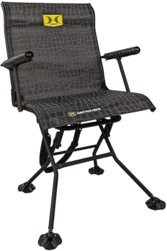 Hawk Stealth Spin Chair - Silent (Black) | Portable for Camping, More (Bone Collector Edition)