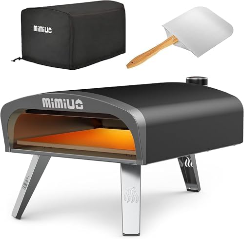 Mimiuo 12" Gas Pizza Oven Outdoor 33Lbs – 60S Bake, w/Stone, Peel & Cover
