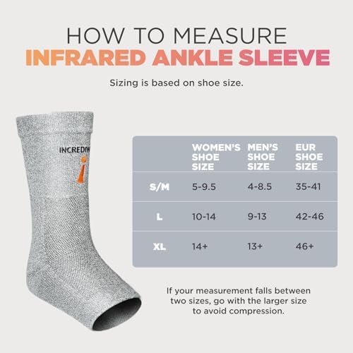 Incrediwear Ankle Sleeve – Infrared Ankle Brace for Women and Men to Support Pain Relief, Swelling, Plantar Fasciitis, Sprains, Achilles, Arthritis (Grey, Small/Medium)