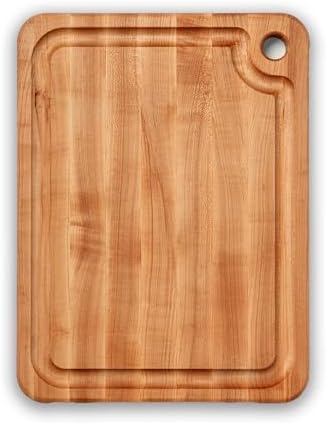 John Boos Prestige Series Rectangular Wooden Maple Cutting Board 16”x10” – 1.25” Thick, 6-lb Reversible Butcher Block with Juice Groove, Edge-Grain & Finger Grip Hole – Made in the USA | 1.25” Thick, 6-lb Butcher Block with Juice Groove, Edge-Grain & Fin…